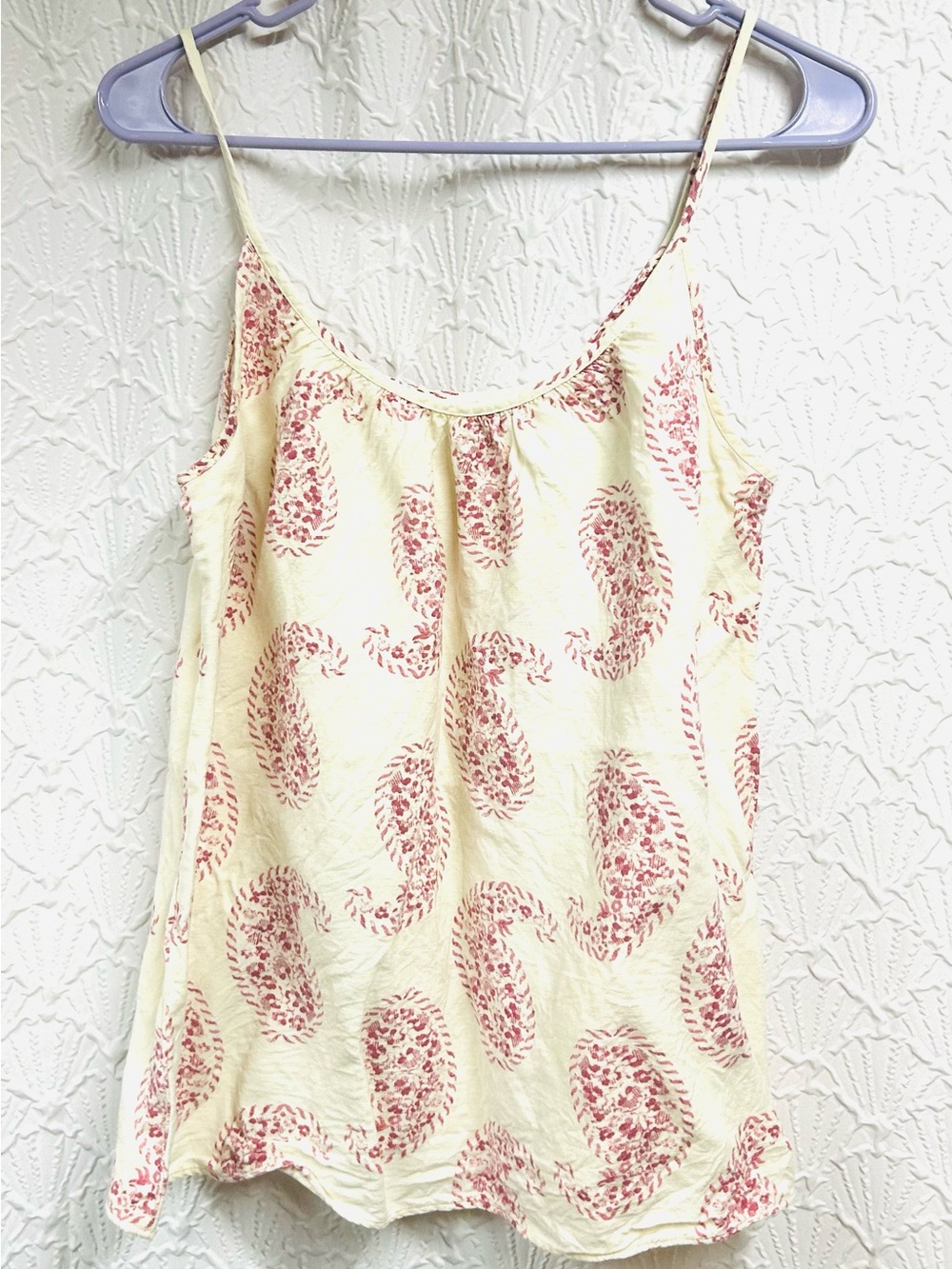 Loft Light Cream Paisley Print Camisole Tank Top